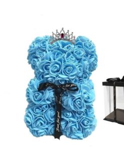 Toyflower Bear Μικρό μέ Γαλάζια Τριαντάφυλλα