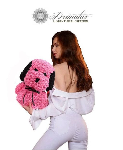 Toyflower dog Μεγάλο μέ ρόζ Τριαντάφυλλα