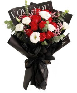 Μπουκέτο LOVE YOU ❤️ με Κόκκινα & Λευκά Τριαντάφυλλα | Αποστολή Λουλουδιών